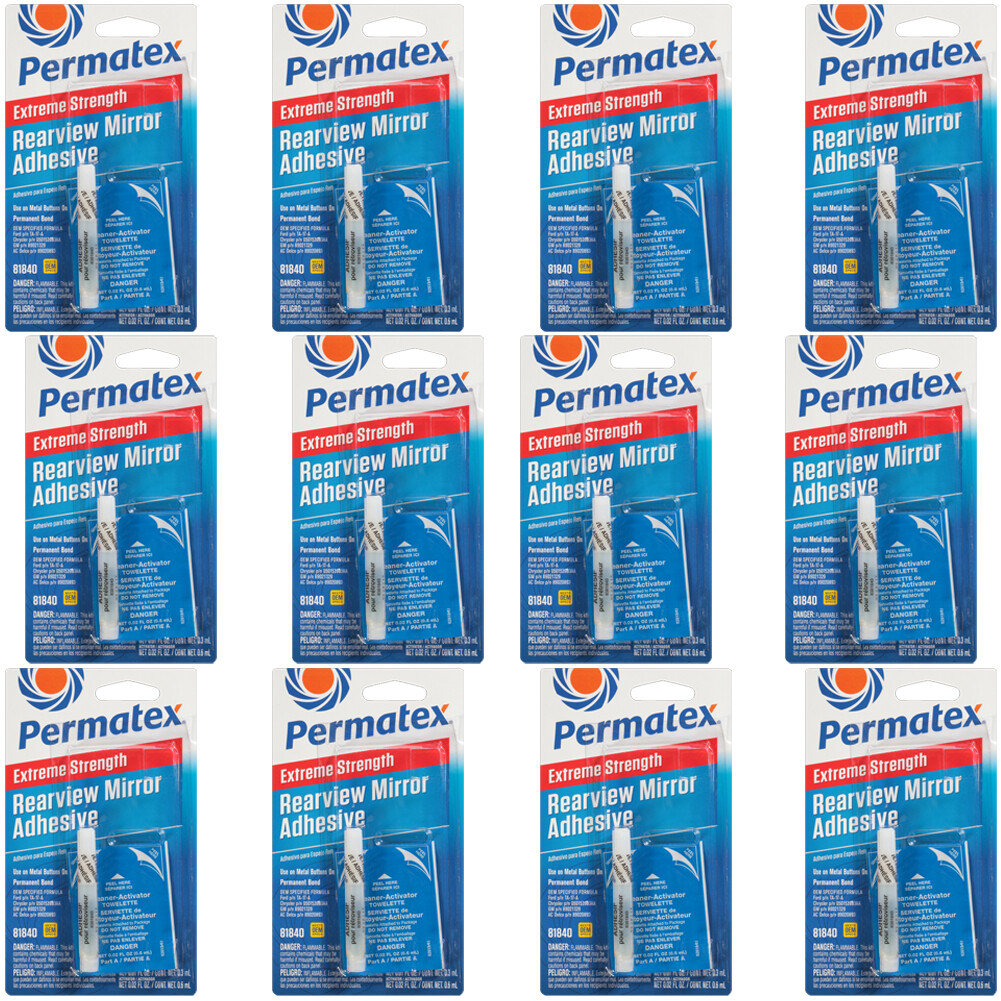 Permatex 81840 Professional Strength Extreme Rearview Mirror Adhesive Pack of 12