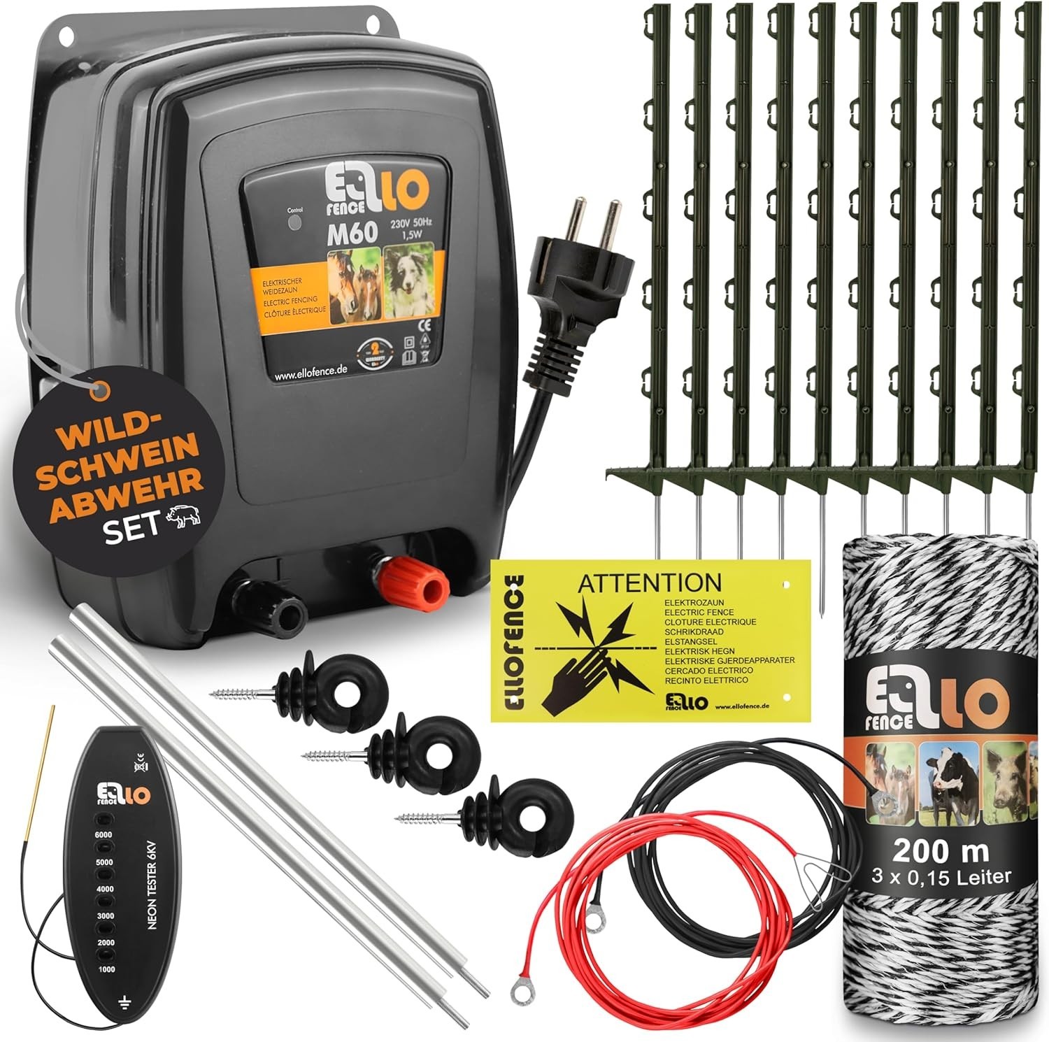 Ellofence Boar Repeller Kit (50m) - Effective Electric Fence Against Wild Boar Ellofence Boar Repeller Kit (50m) - Effective Electric Fence Against Wild Boar