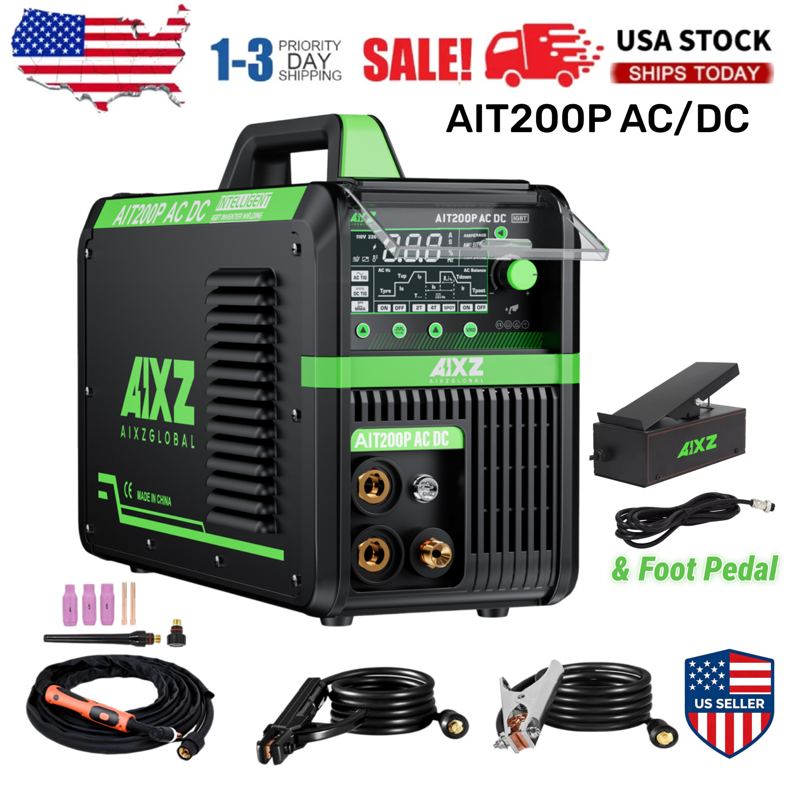 AIXZ 200A AC/DC TIG Welder Pulse Alu MMA STICK 110V/220V IGBT Welder &Foot Pedal AIXZ 200A AC/DC TIG Welder Pulse Alu MMA STICK 110V/220V IGBT Welder &Foot Pedal