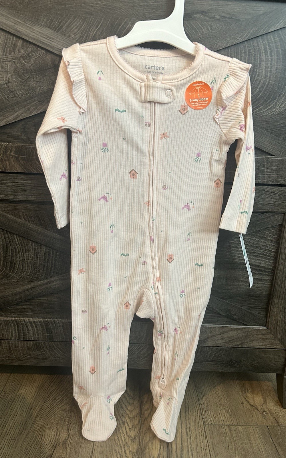 Carter\'s Footed Sleeper One Piece 9 Months Double Zip Bird And Birdhouse Carter\'s Footed Sleeper One Piece 9 Months Double Zip Bird And Birdhouse