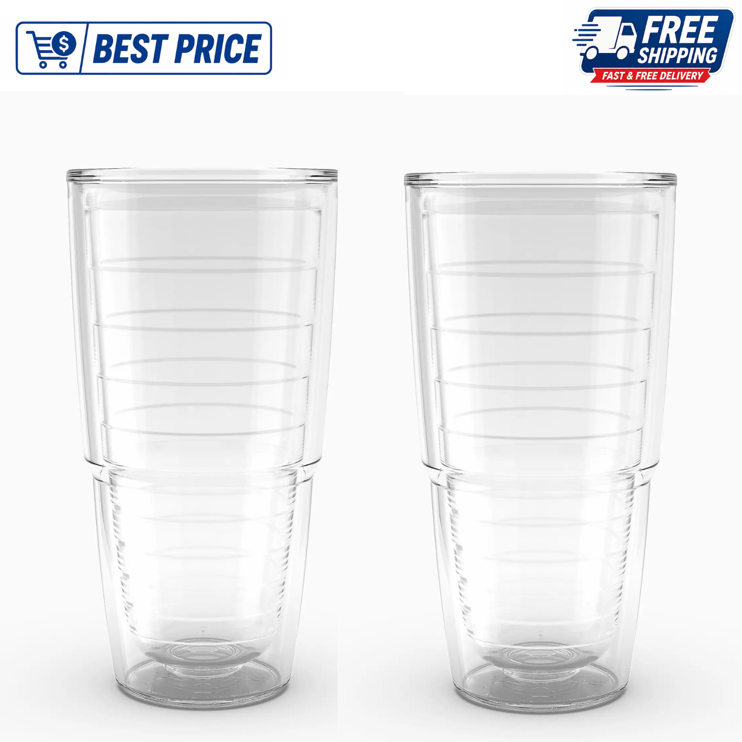 NEW Tervis Clear and Colorful Tabletop Collection, 24oz Tumbler, 2 Pack