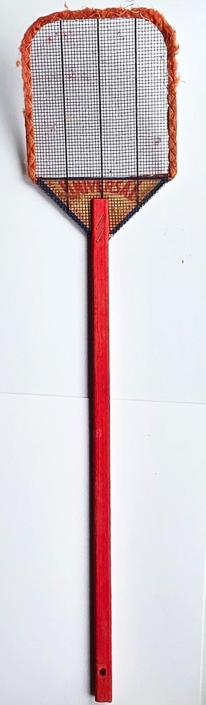 1930's Antique Red Wooden Handle Wire Mesh Universal New Old Store Stock Fly Swa 1930's Antique Red Wooden Handle Wire Mesh Universal New Old Store Stock Fly Swa