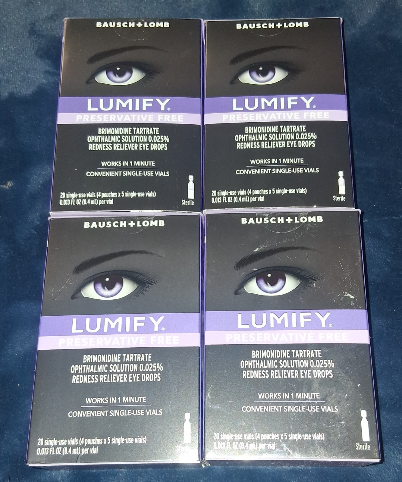 Lot of 4 Lumify Preservative-Free Redness Eye Drops 20x4 80 Vials EXP 9/2028
