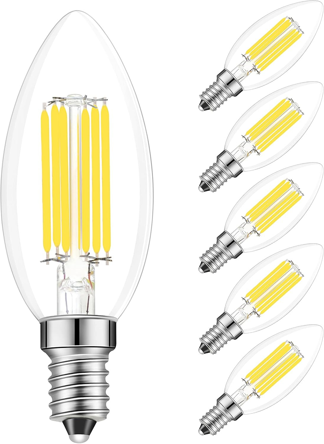 E14 Dimmable LED Bulb 6W,AC 110V 600Lumens Daylight 5000K,E14 European Base Cand