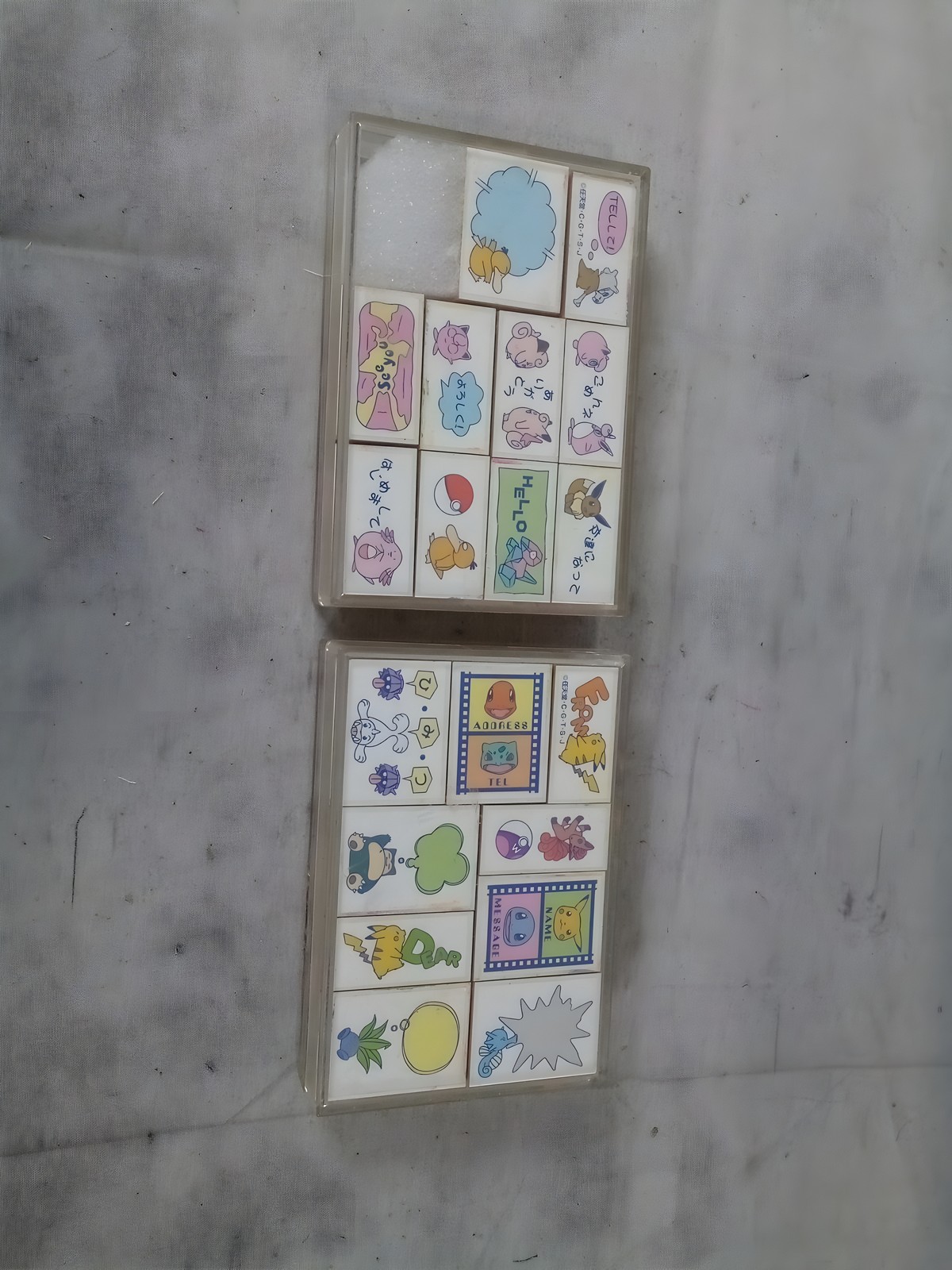 Vintage Japanese Pokémon Rubber Stamp Sets, Lot of 2