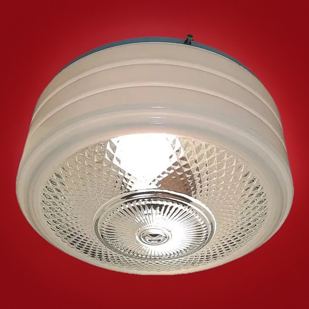 Vintage 1950's-60's Art Deco Space Age Atomic Ceiling Light Fixture 2 Available