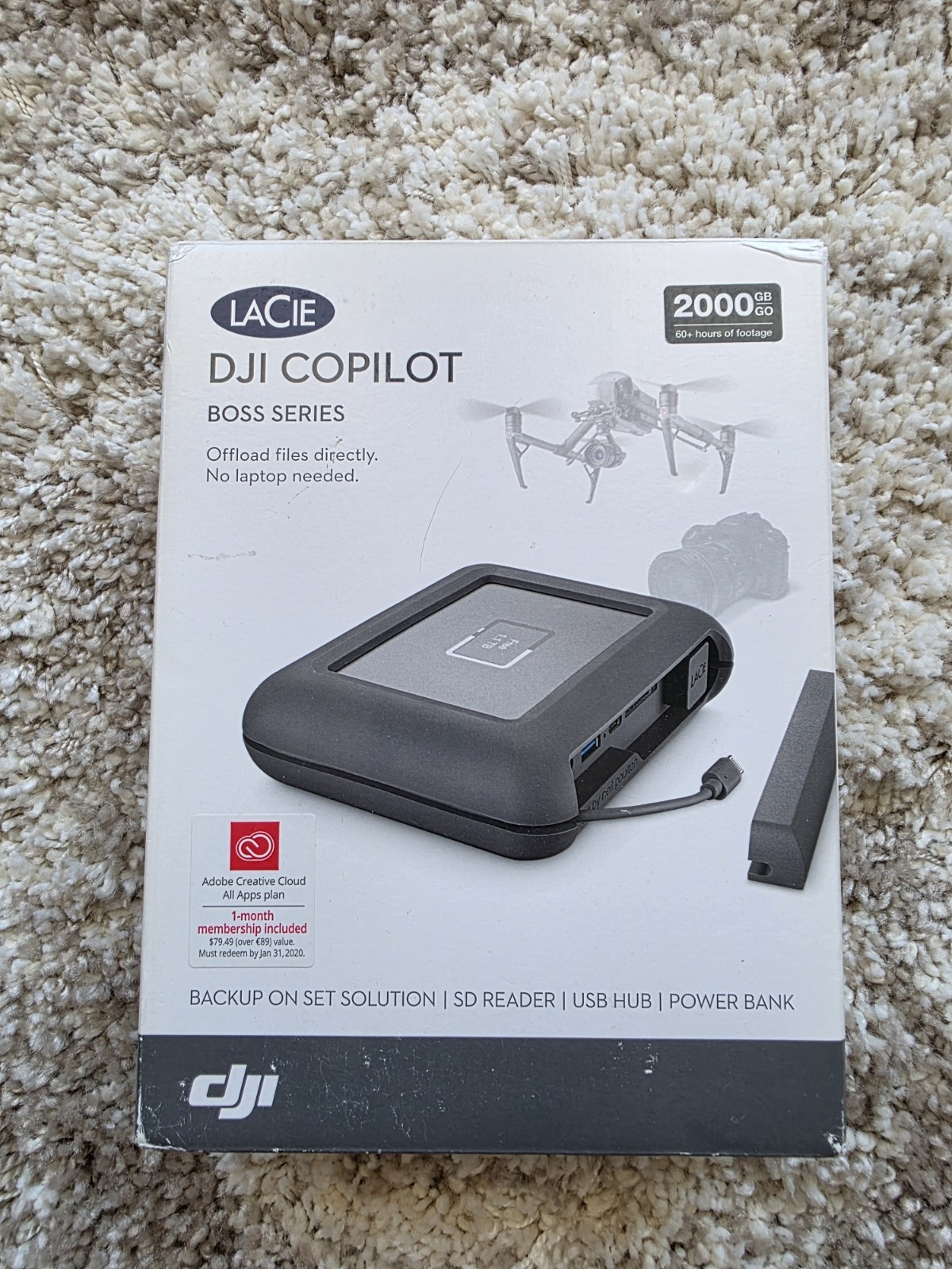 OpenBox LaCie DJI Copilot Boss Series 2 TB Portable USB HDD SD Reader Power Bank