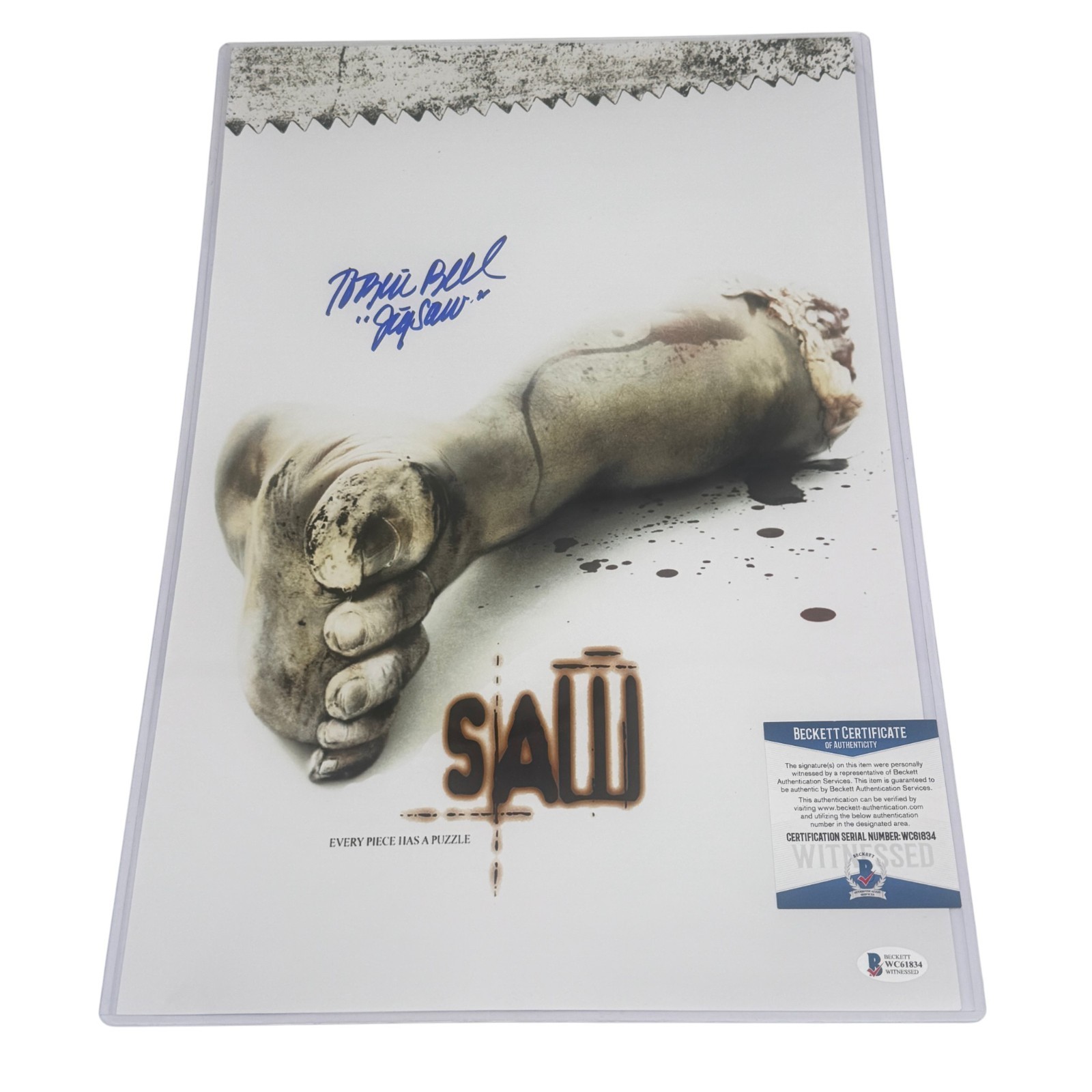 Tobin Bell Signed 12x18 Photo SAW Horror Jigsaw Beckett Authentic Autograph