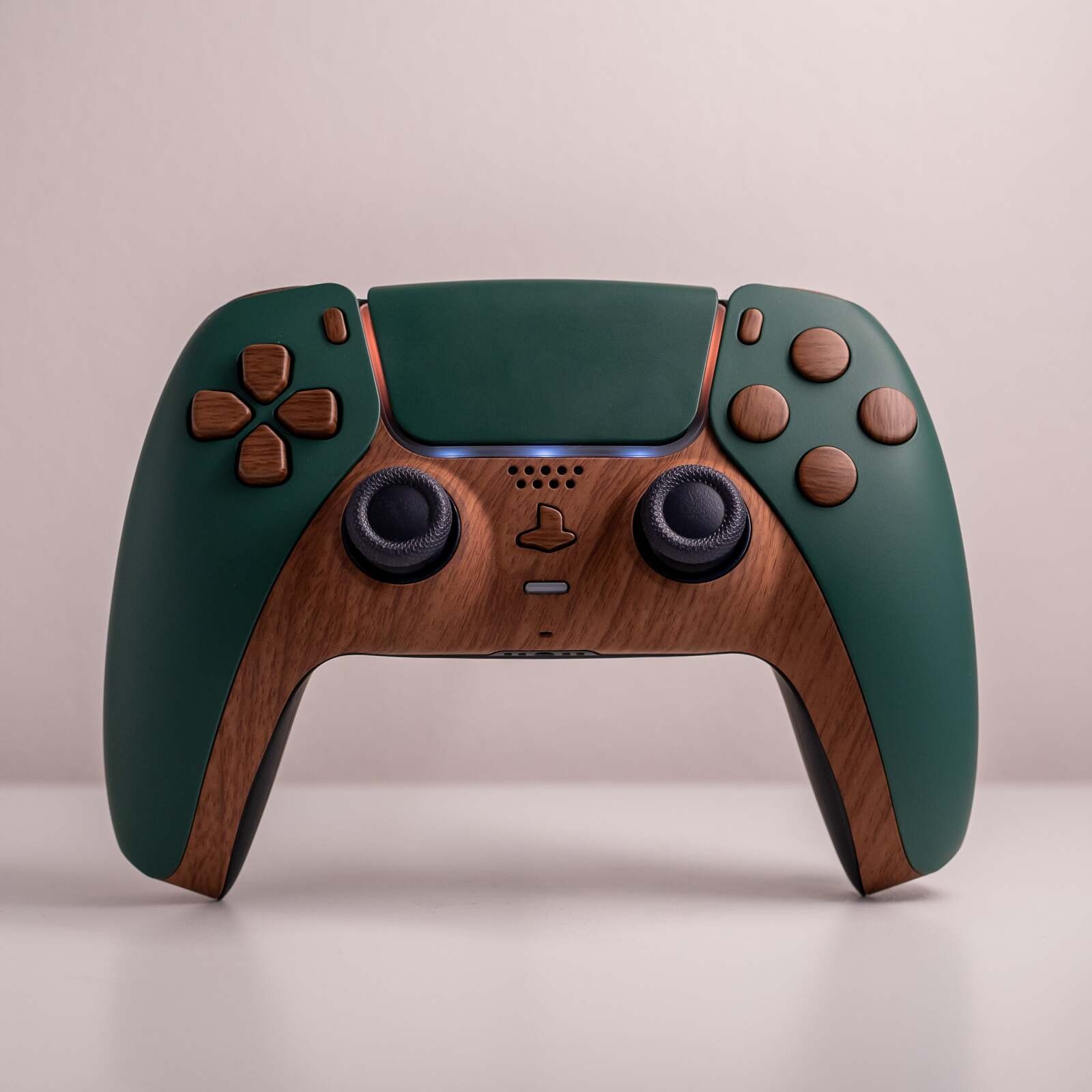 Custom Sony PS5 DualSense Controller Pine with Elegant Wood Style Buttons & Trim