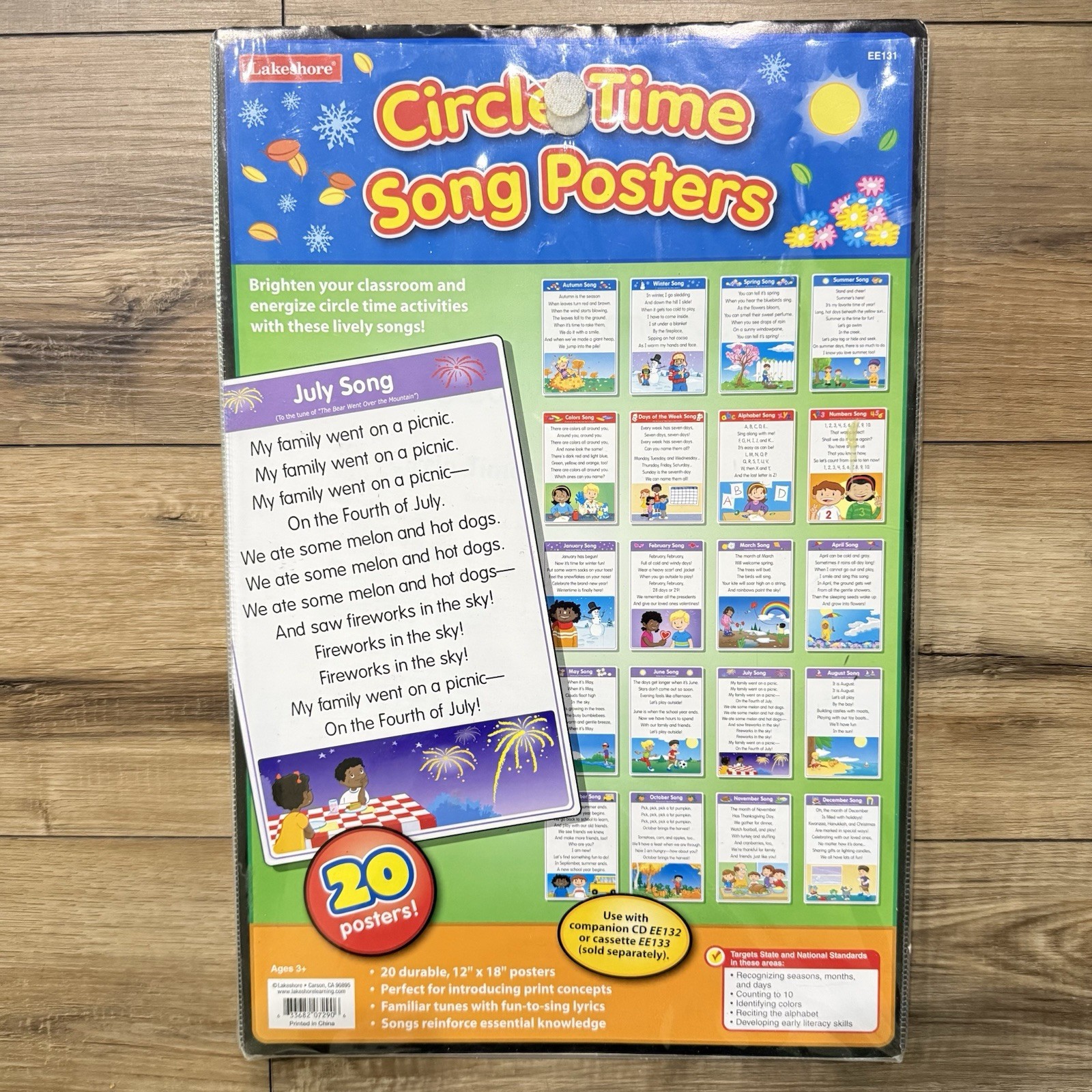 Lakeshore Learning Circle Time Song Poster Pack Classroom 20 Posters 12”x18” EUC