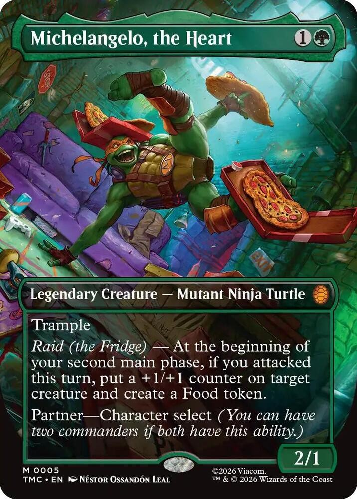 1x Foil Michelangelo, the Heart (Borderless) Commander: Teenage Mutant Ninja MTG