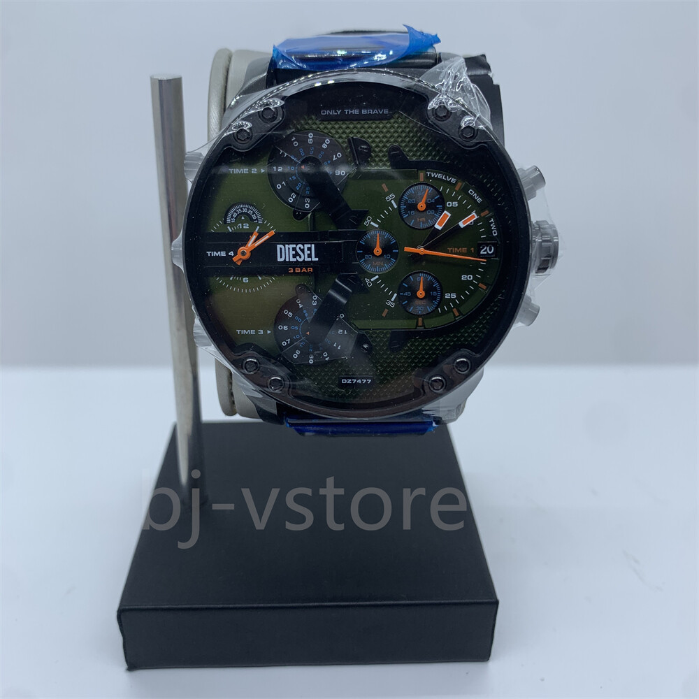 New Diesel DZ7477 Mr.Daddy 2.0 Green Dial Black Stainless Steel Band Men\'s Watch