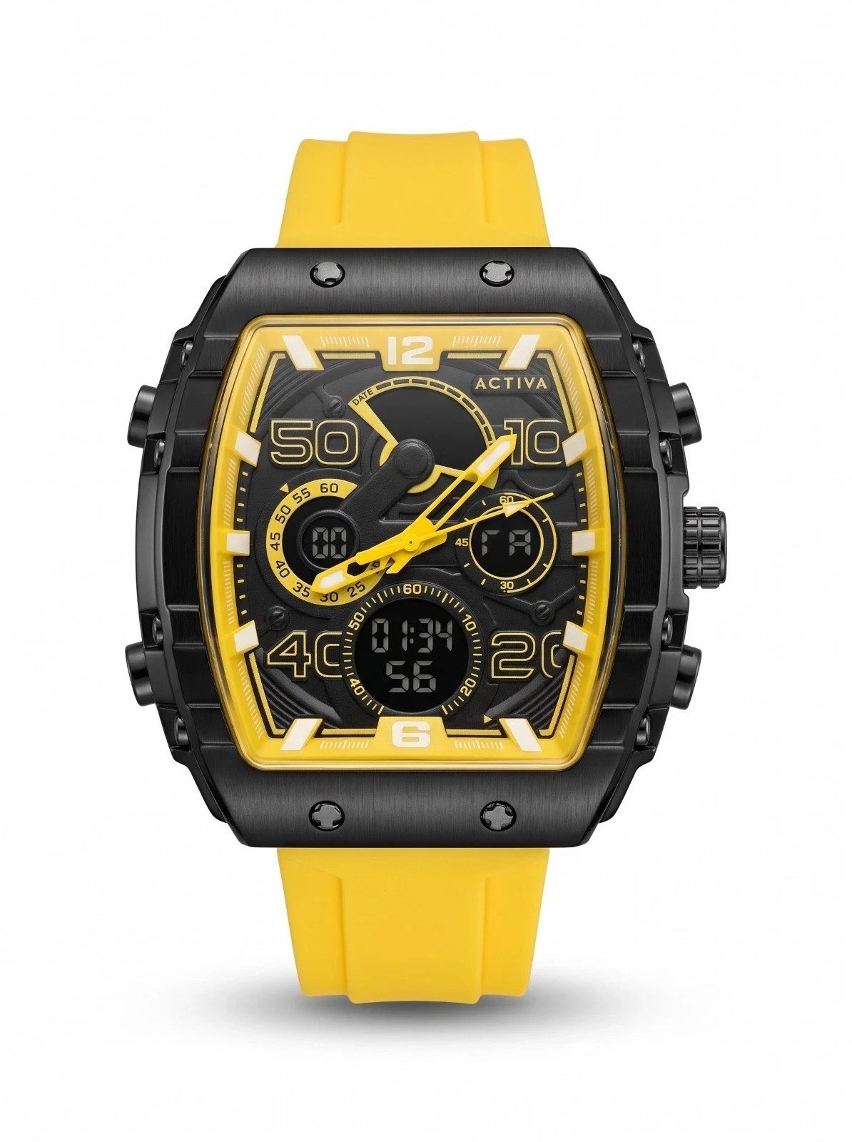 Activa X Invicta Digital Men\'s Watch - 45mm, Yellow ACW8131-003 New