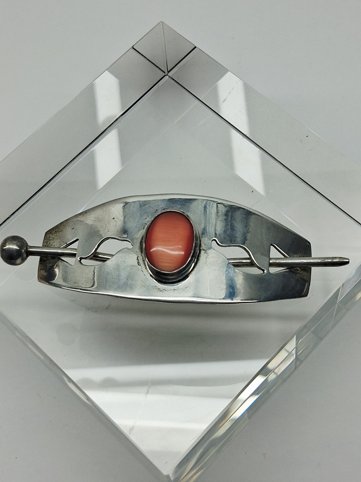 Vintage Taxco Mexico 925 Sterling Silver Modernist Hair Side Clip Pin TV-1 28g