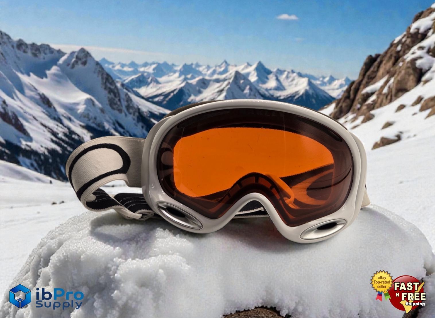 Oakley A Frame Goggles 2.0 White Frame + Orange Lens MX Ski Snow Board Visabilty