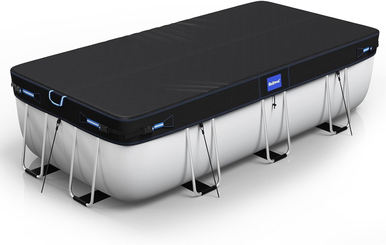 9x18 Ft Rectangular Pool Cover with Reflective Strips for Above Ground Pool, 420