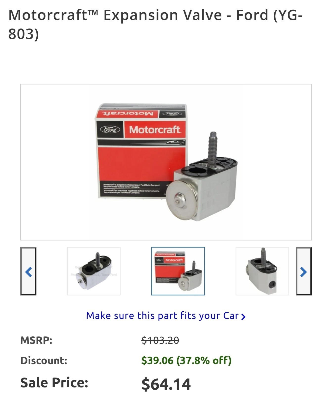 Genuine Motorcraft A/C Expansion Valve  YG-803