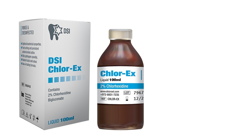 Dental DSI Chlor-Ex Chlorhexidine Solution 2% Antiseptic Liquid 250ml Dental DSI Chlor-Ex Chlorhexidine Solution 2% Antiseptic Liquid 250ml