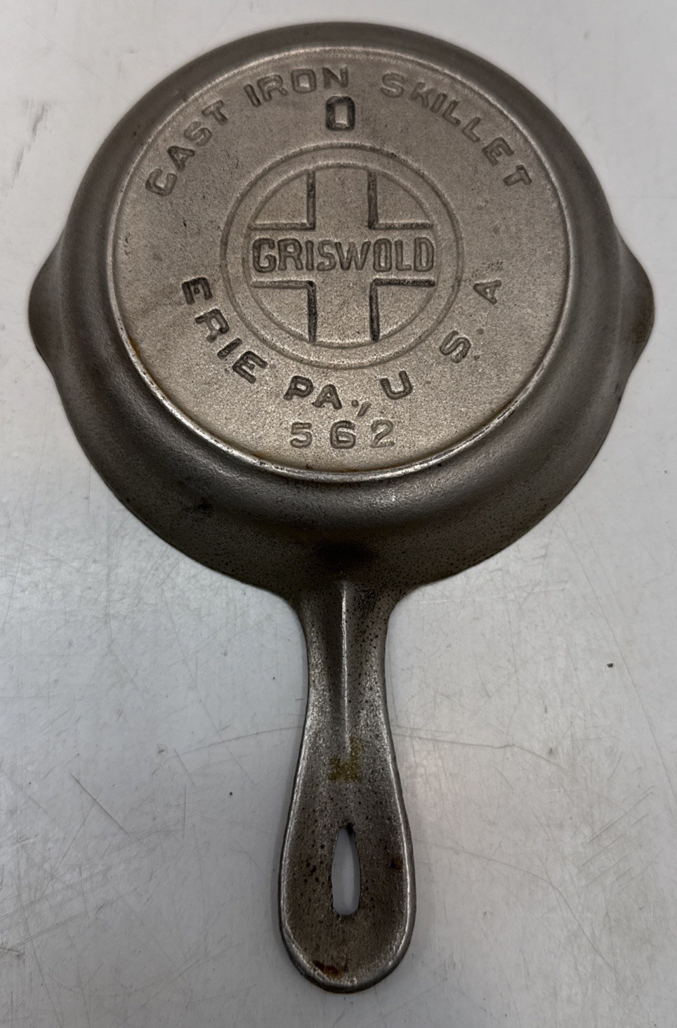NICE Griswold 0 Nickel Finish Cast Iron Skillet 562 Large Block Logo Heat Ring NICE Griswold 0 Nickel Finish Cast Iron Skillet 562 Large Block Logo Heat Ring