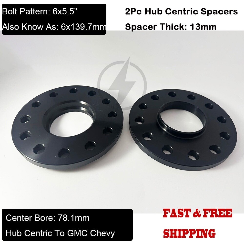 2Pc 6x5.5 Hub Centric Wheel Spacers 1/2