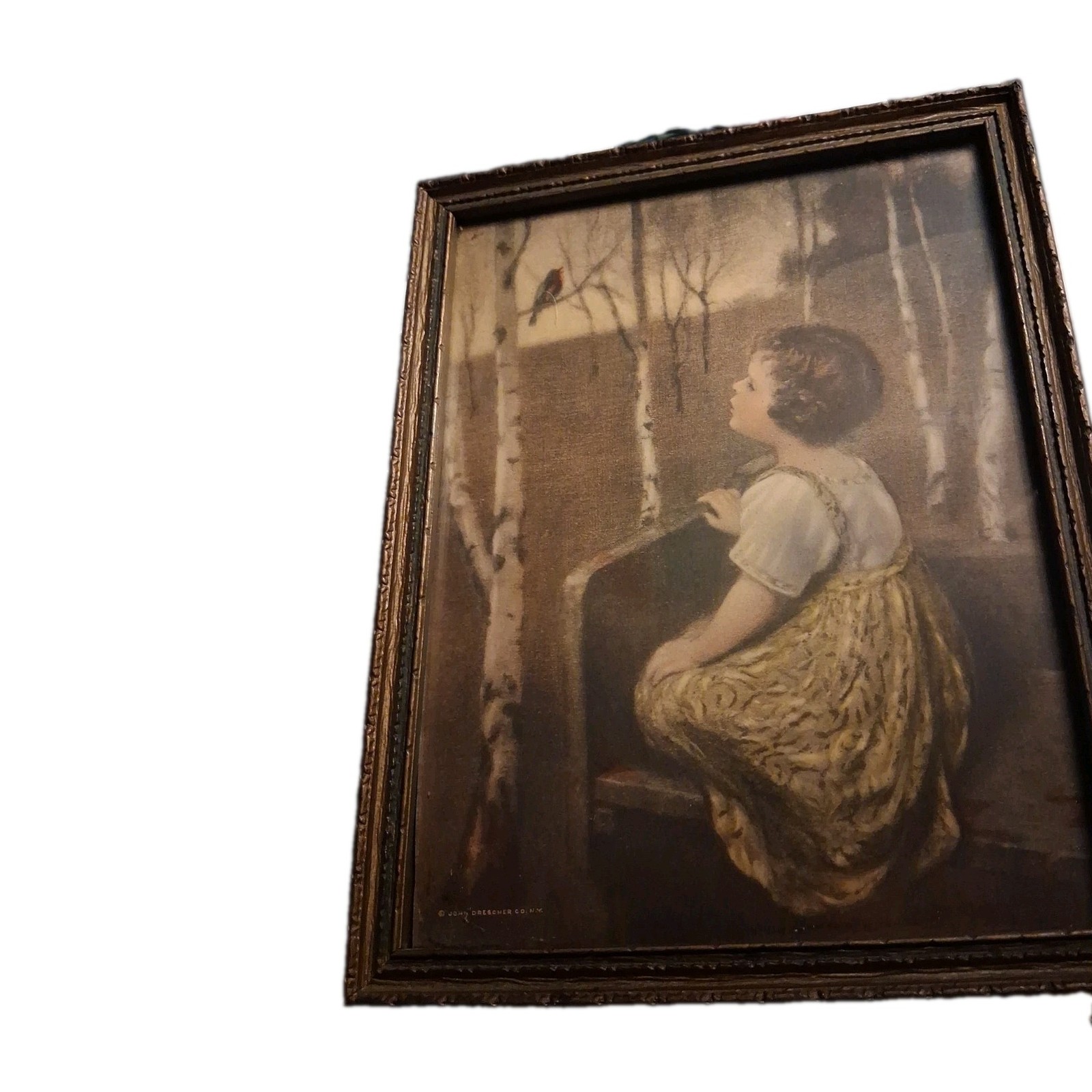 Antique John Dressher  Framed Painting