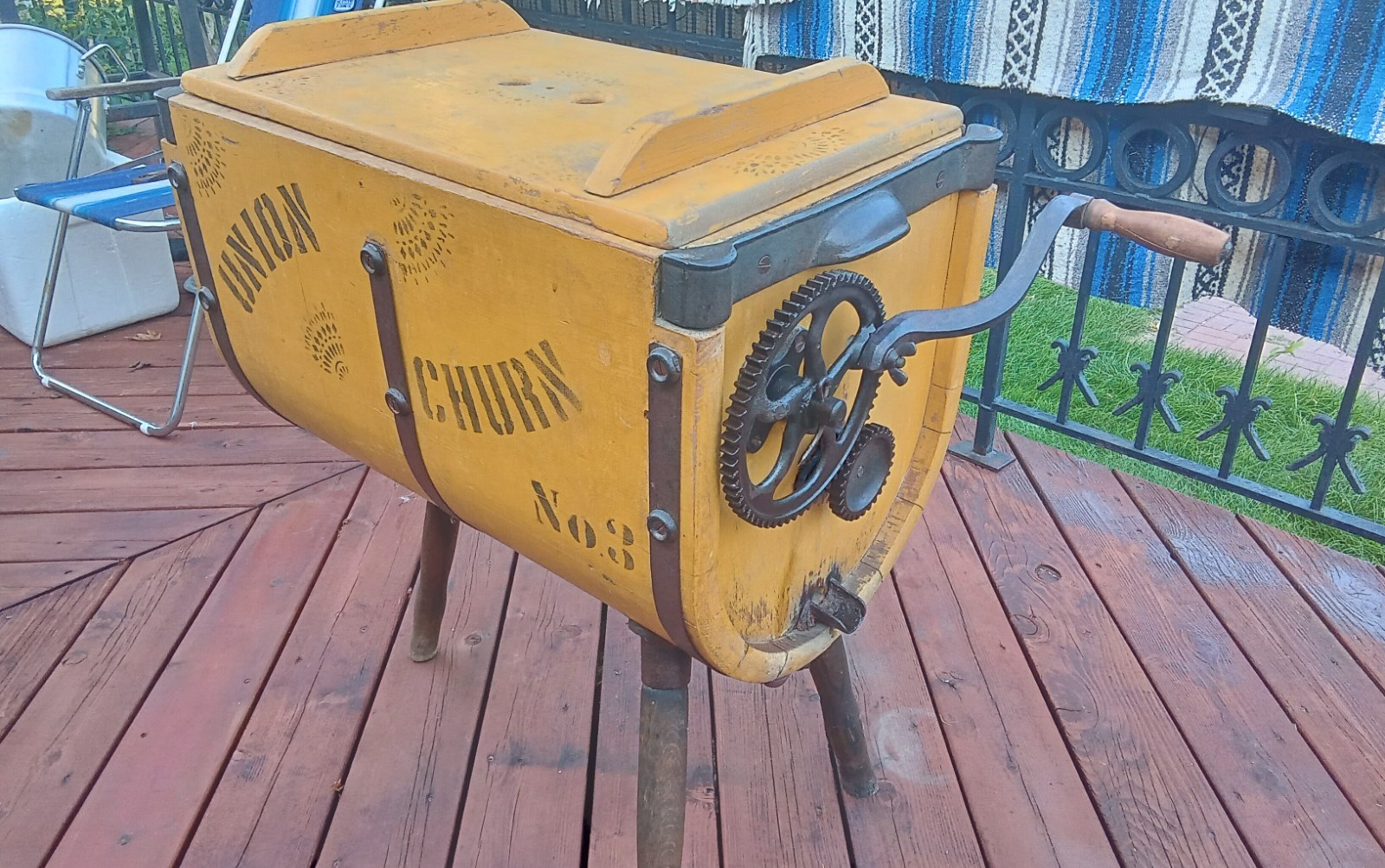 Union No. 3 Churn by Lafayette Wagon Co Antique Primitive Union No. 3 Churn by Lafayette Wagon Co Antique Primitive