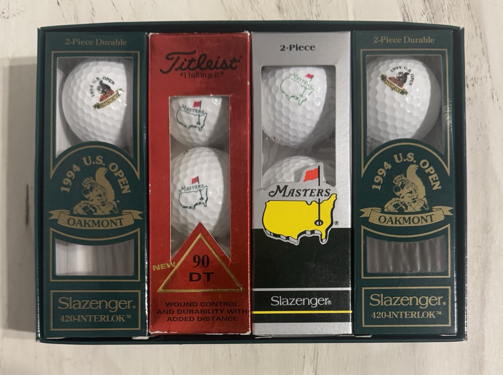 The Masters 1990s (5) & 1994 US Open Oakmont (4) Vintage Golf Balls New In Boxes The Masters 1990s (5) & 1994 US Open Oakmont (4) Vintage Golf Balls New In Boxes