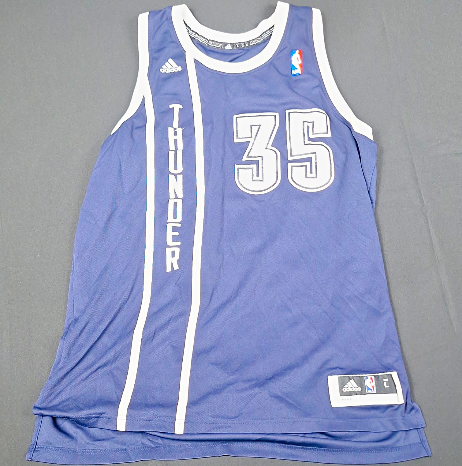 adidas Kevin Durant #35 Oklahoma City Thunder NBA Jersey Size L Blue/White