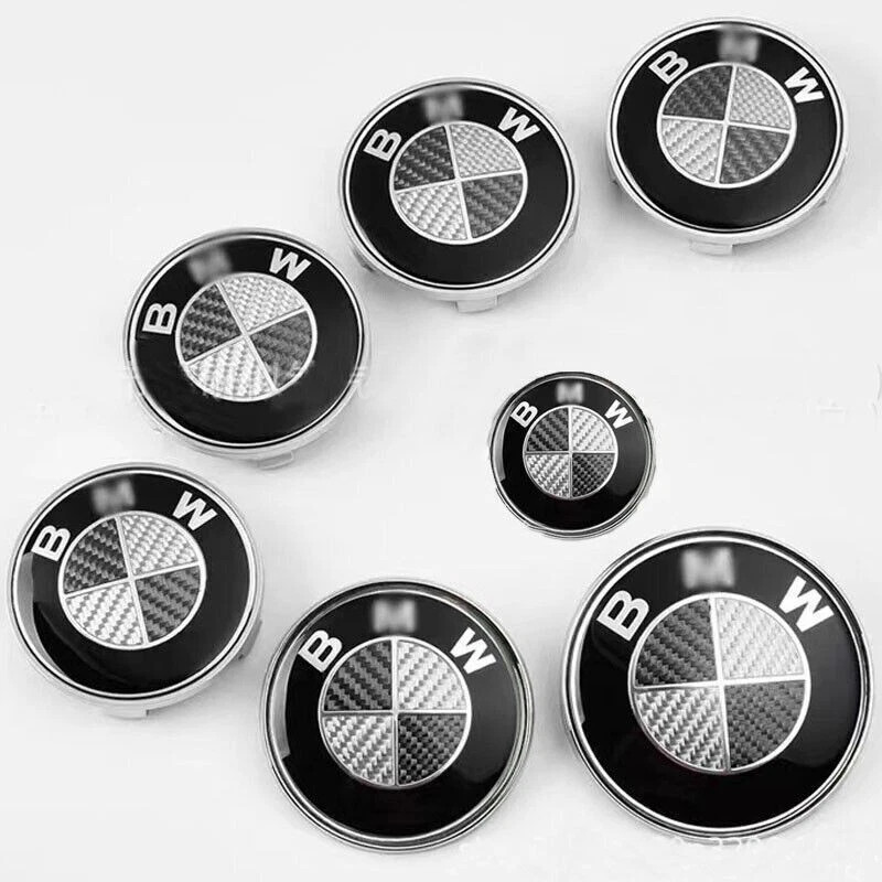 7PCS 82mm/74mm/45mm/68mm For BMW Front Rear Wheel Emblem Centre Caps Badges