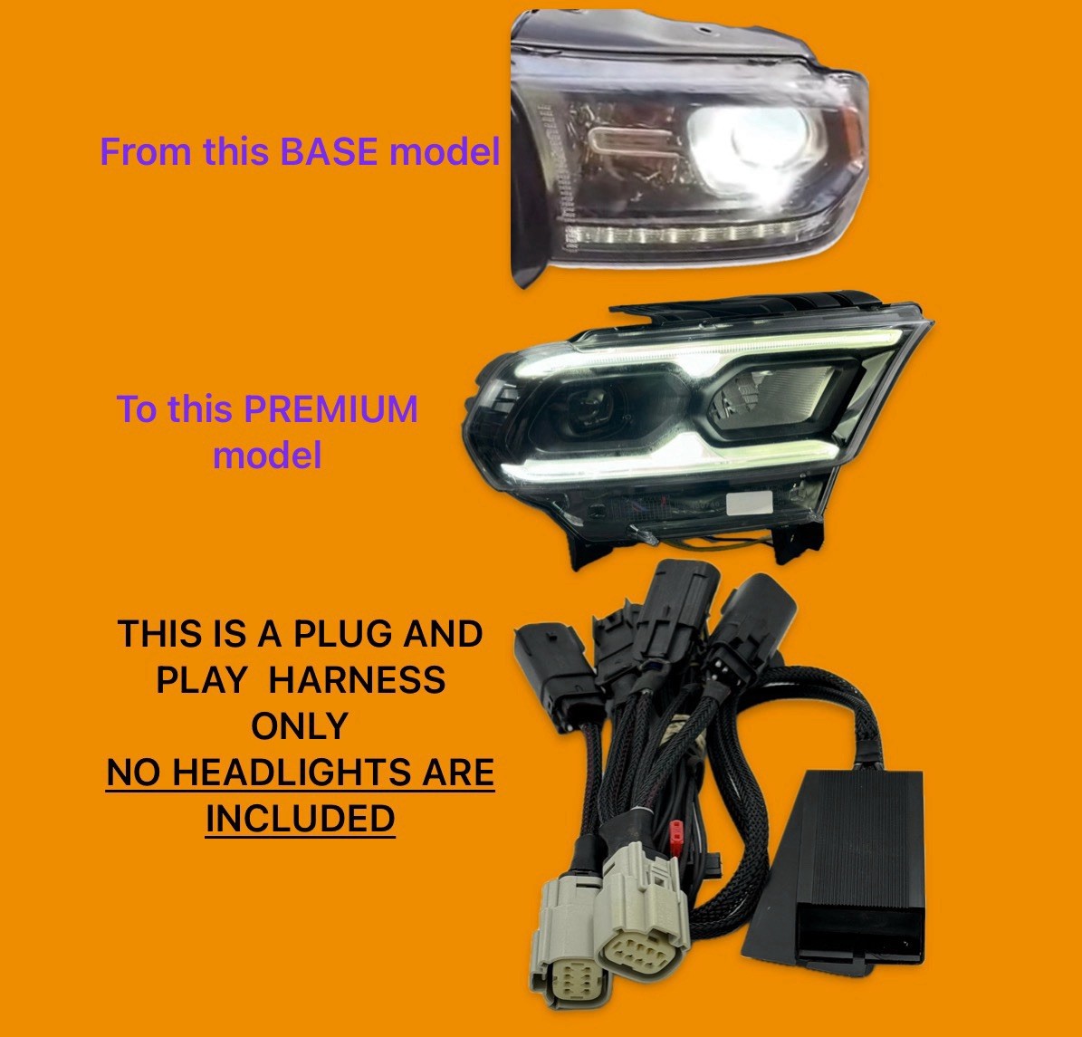 Dodge Durango 2014+ Base To 2021 + Premium Led Headlight Conversion Cables Dodge Durango 2014+ Base To 2021 + Premium Led Headlight Conversion Cables