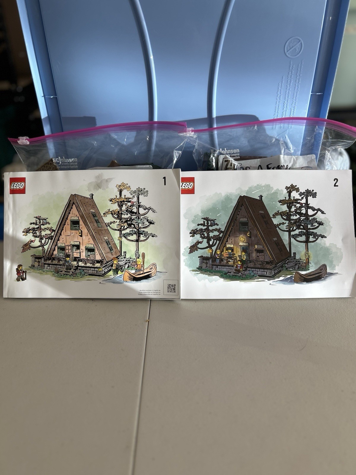 LEGO Ideas: A-Frame Cabin (21338) Instruction Books 1 & 2 + Parts Bags - As Is