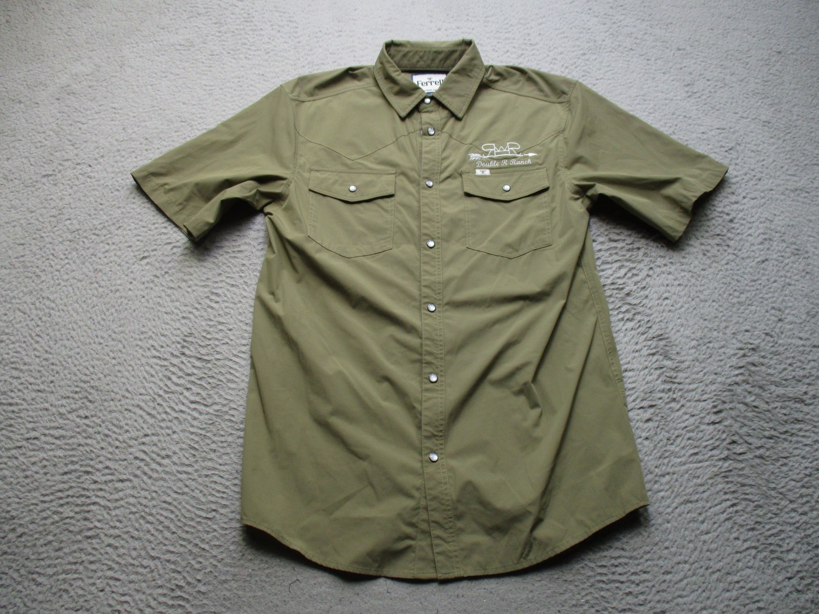 Ferrell Shirt Mens S Green Pearl Snap Short Sleeve Vented Western Lightweight