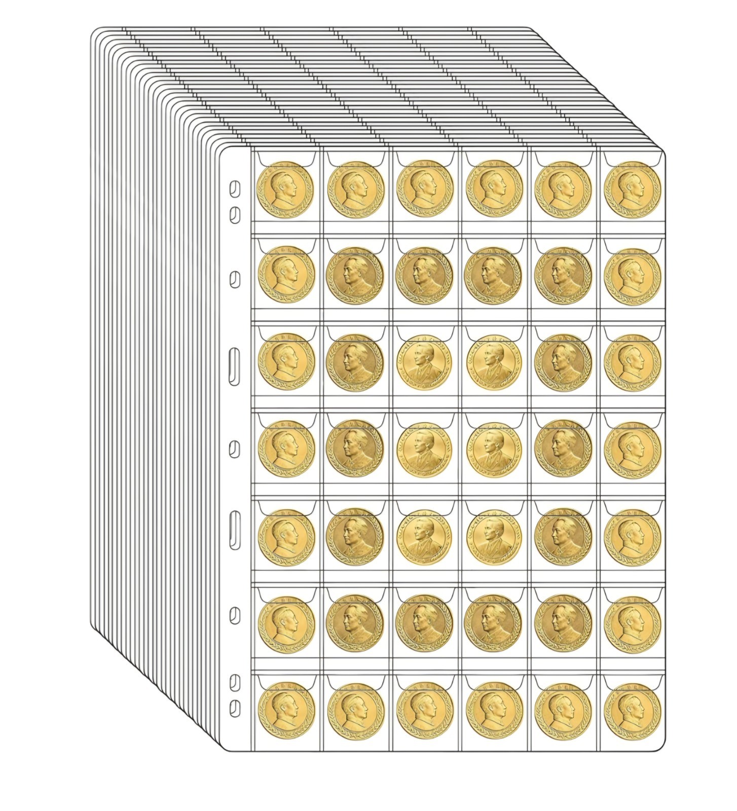 1260 Pockets Coin Collection Pages - 30 Sheets, 9 Hole Sleeves for Coins & Stamp