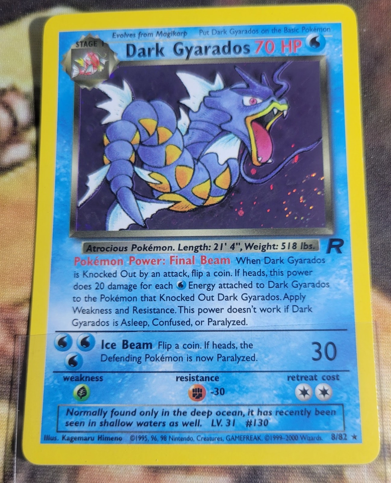 SWIRL [MP] Wizards Pokémon Dark Gyarados 8/82 Team Rocket Holo Rare Unlimited