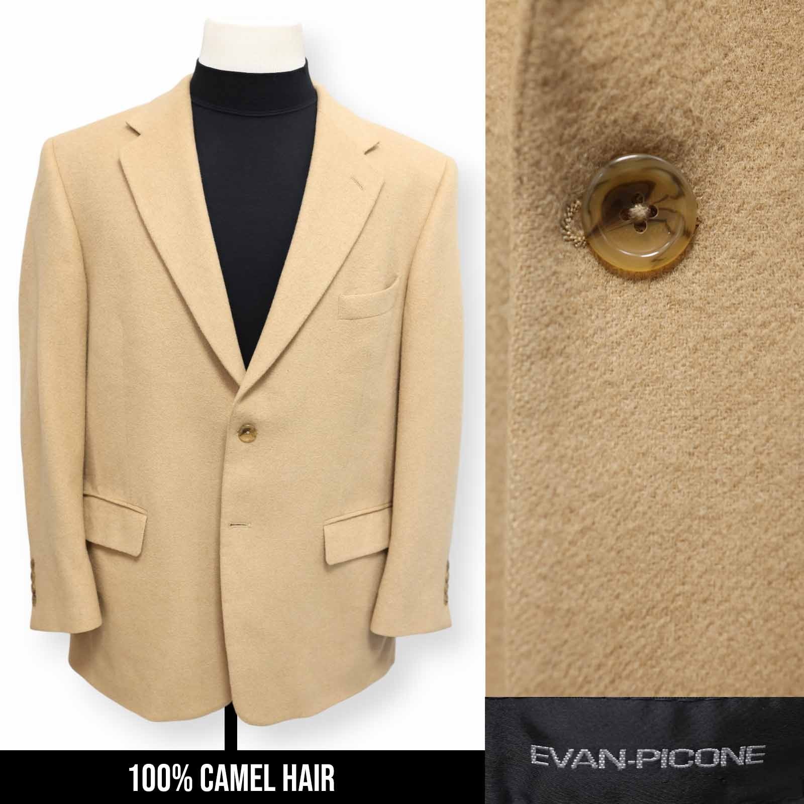 EVAN PICONE mens solid beige 10)% CAMEL HAIR sport coat jacket blazer 43 44 R
