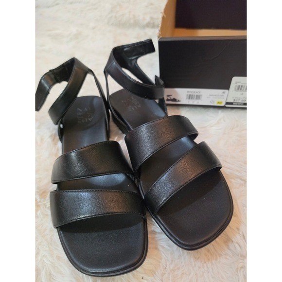 NIB Naturalizer Effie Black Strappy Low Wedge Sandals – Women\'s Size 9.5 M