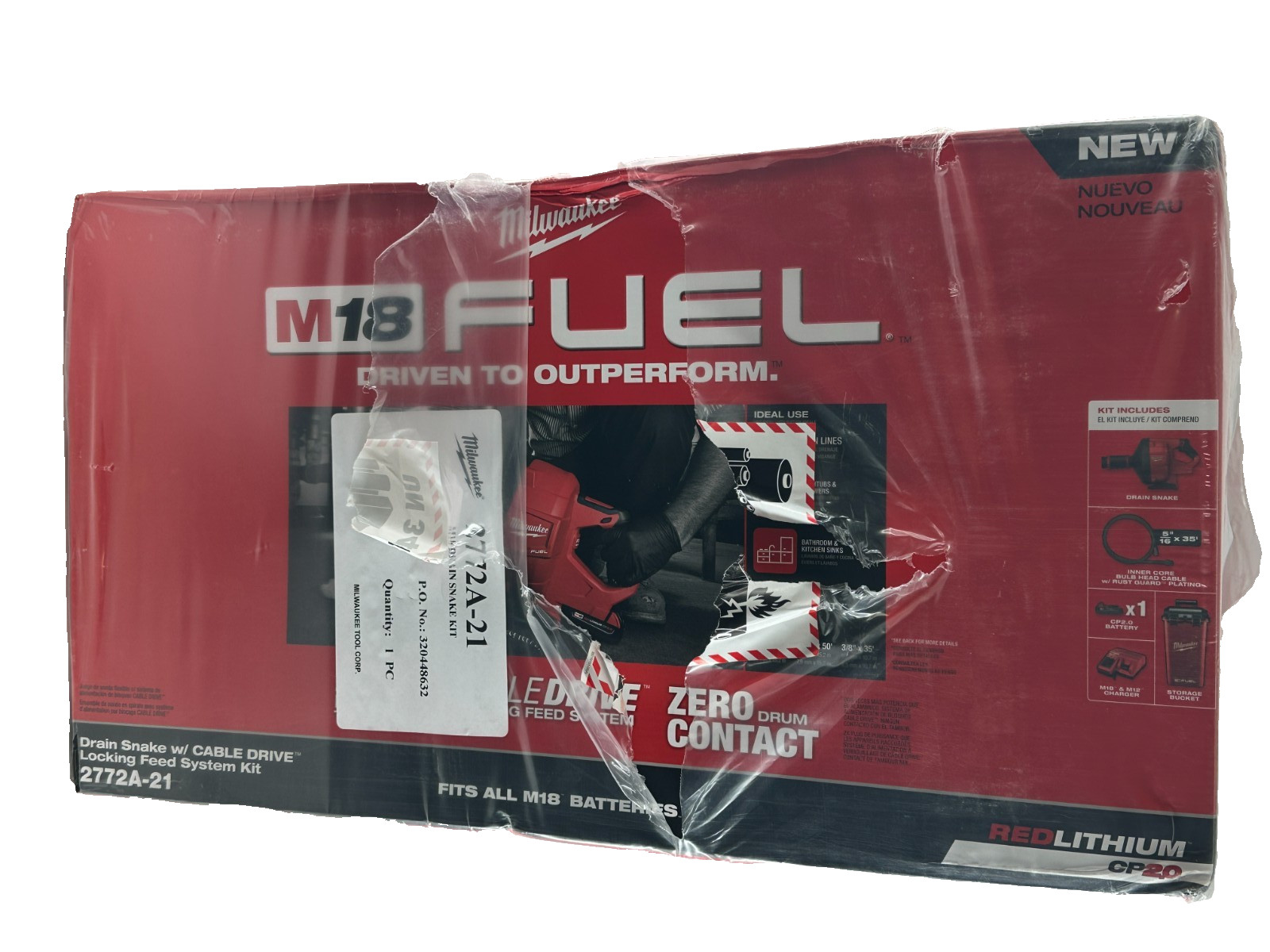 New Milwaukee 2772A-21 M18 FUEL Drain Snake
