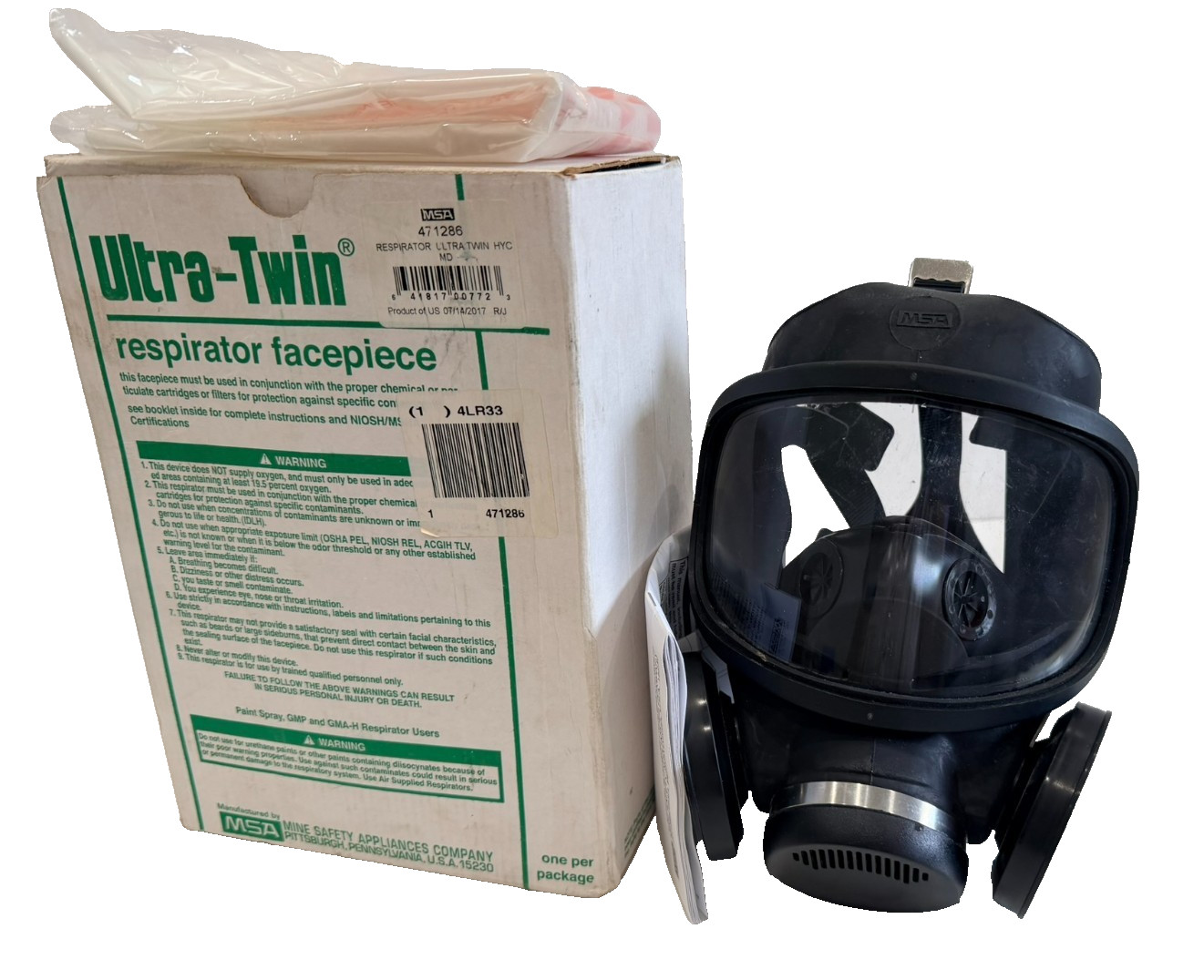 NEW MSA ULTRA-TWIN 4LR33 RESPIRATOR FACEPIECE MEDIUM 471286 NEW MSA ULTRA-TWIN 4LR33 RESPIRATOR FACEPIECE MEDIUM 471286