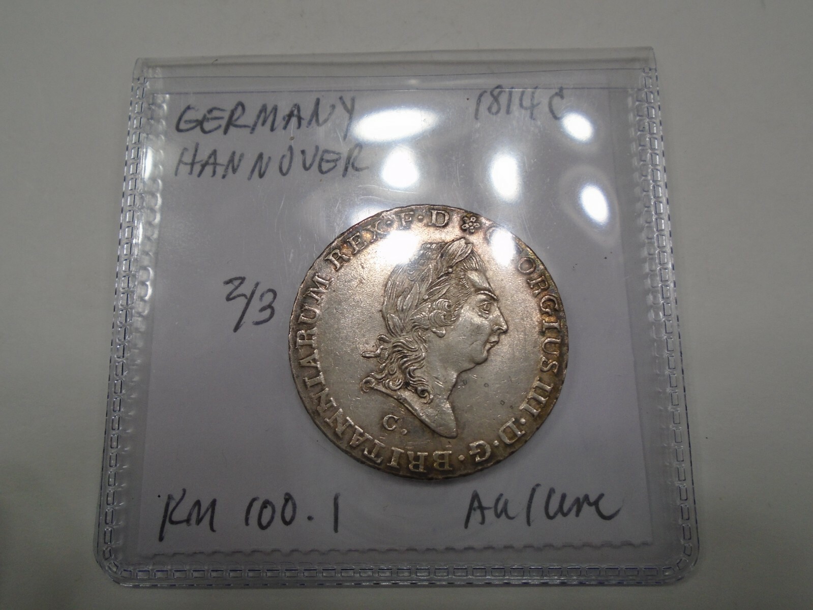 German States Hannover 1814C 2/3 Thaler KM 100.1 Au/Unc German States Hannover 1814C 2/3 Thaler KM 100.1 Au/Unc