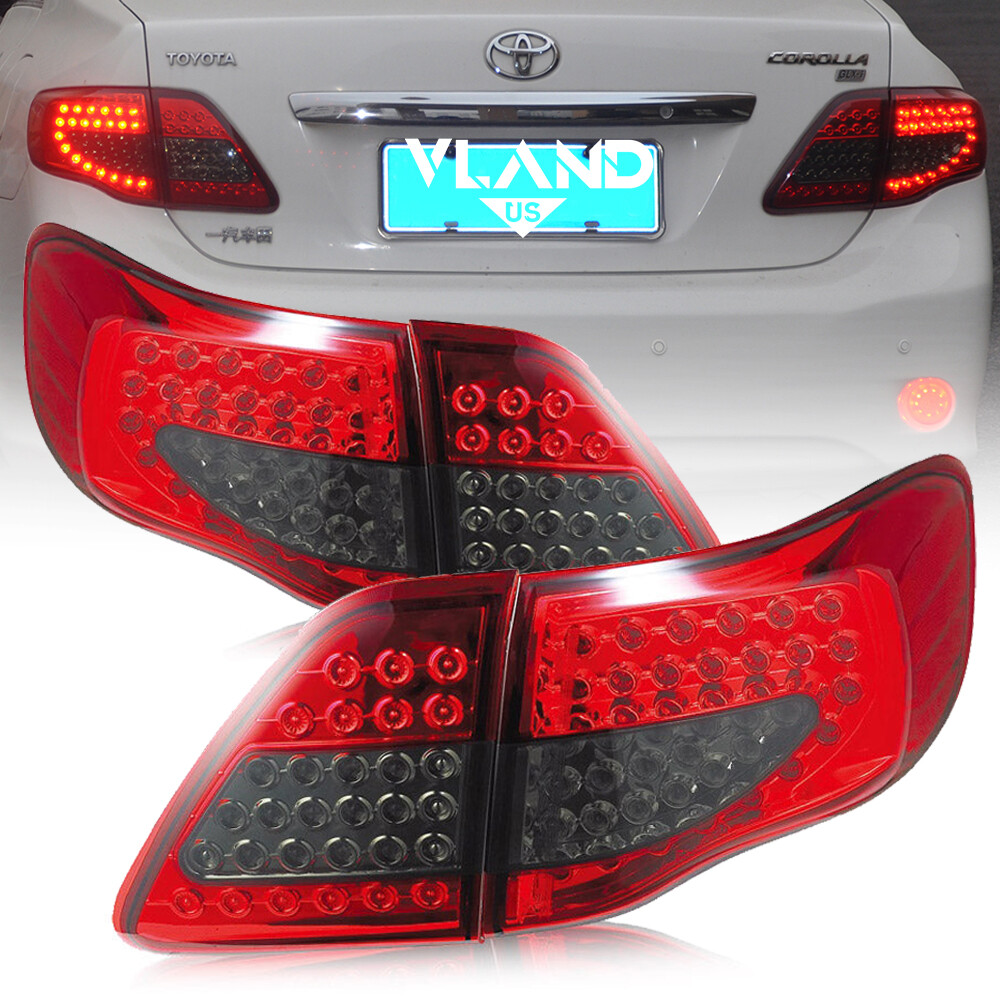 VLAND Pair Red LED Tail lights For 2008-2011 Toyota Corolla Rear Brake Lamps