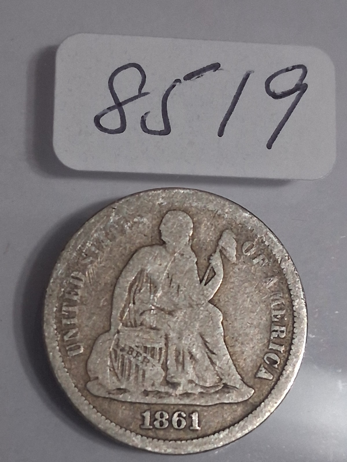 1861 P SEATED LIBERTY DIME - CIVIL WAR ERA -