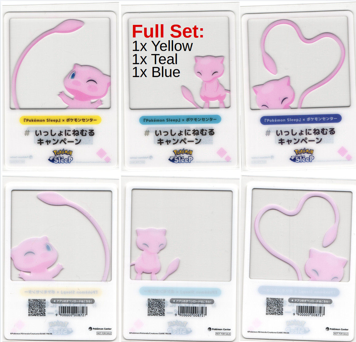 MEW Pokemon Center Sleep Together Campaign Photo Frame Clear Card FULL SET