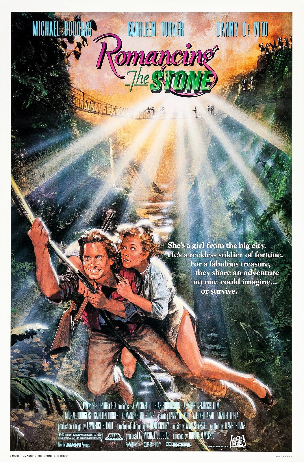 1984 Romancing The Stone Movie Poster 11X17 Michael Douglas Kathleen Turner 🐊🍿 1984 Romancing The Stone Movie Poster 11X17 Michael Douglas Kathleen Turner 🐊🍿
