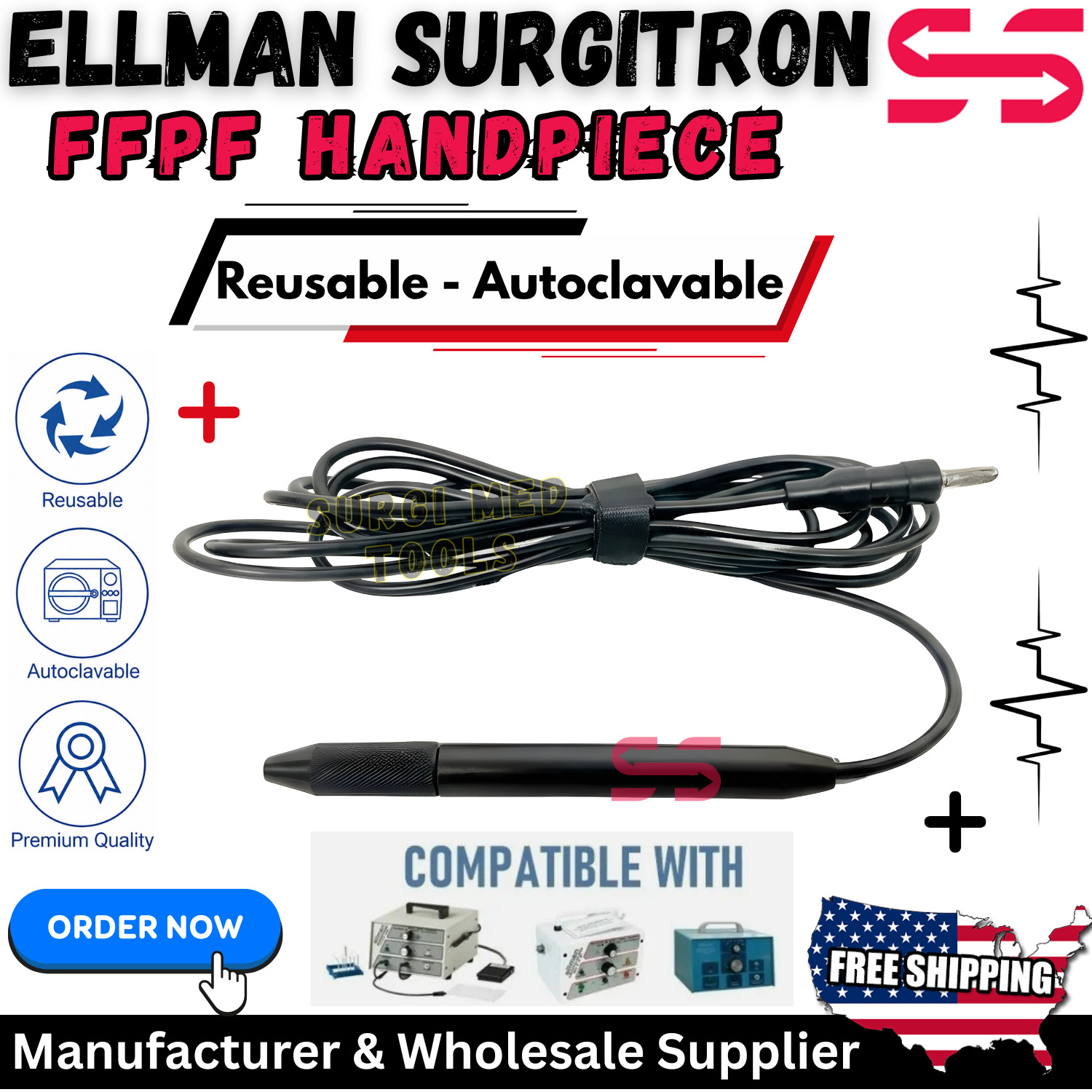 Ellman Surgitron FFPF Handpiece Electrosurgical Tool Reusable - Autoclavable USA Ellman Surgitron FFPF Handpiece Electrosurgical Tool Reusable - Autoclavable USA