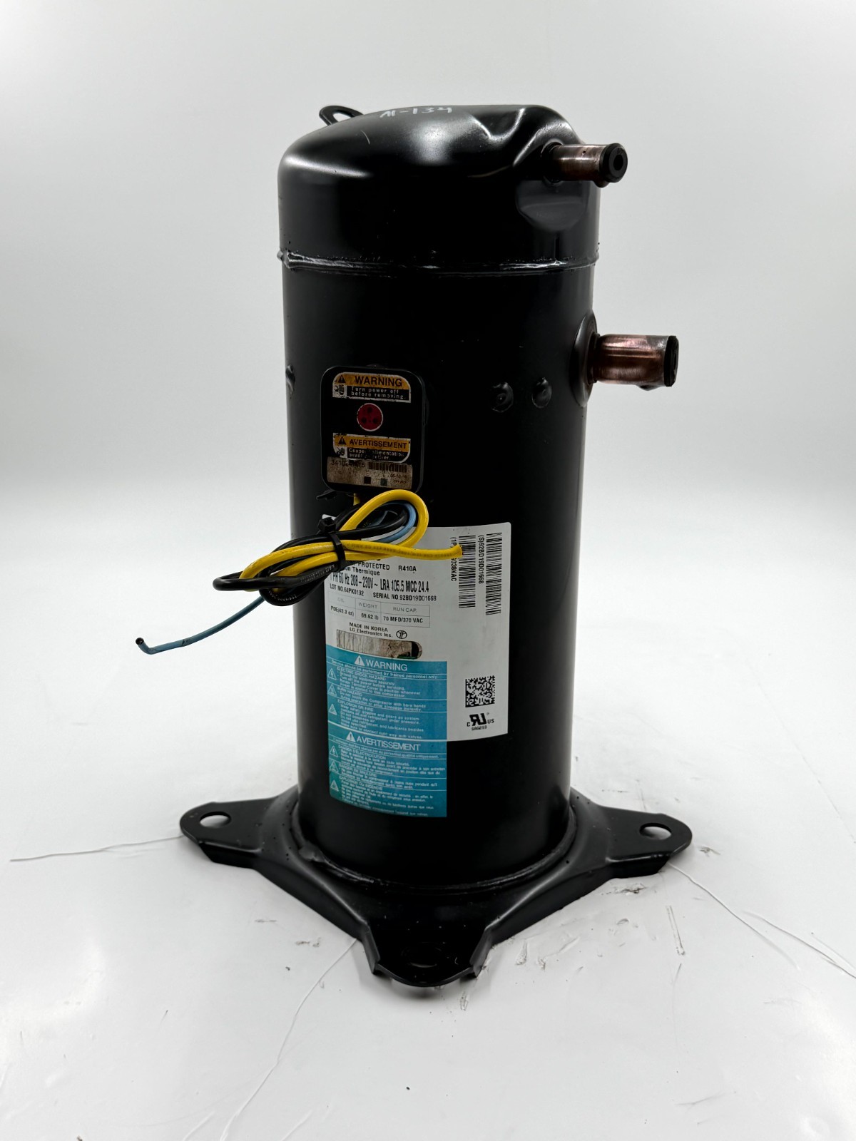 LG ABG038KAC A/C Scroll Compressor 3 Ton 208-230VAC 1-Phase 38000 BTU R-410A