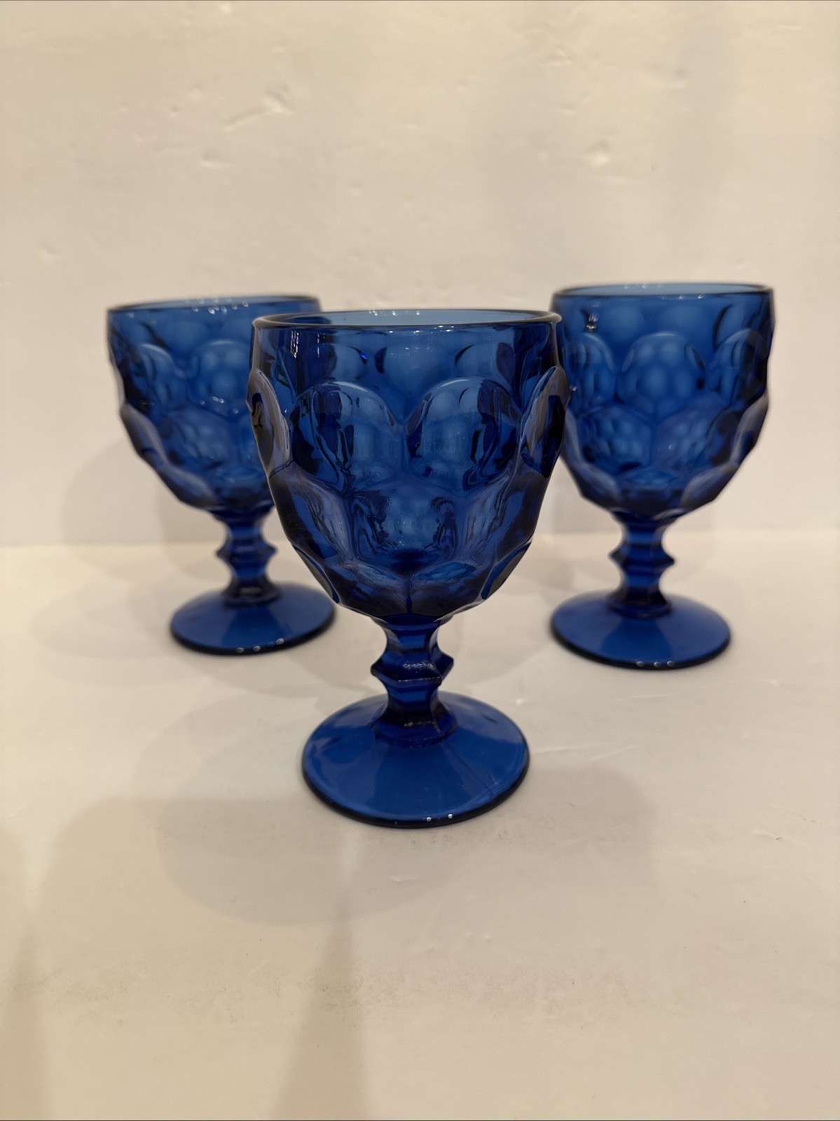 Imperial Glass (3) Provincial Cobalt Blue Goblets 7oz 5 3/4\
