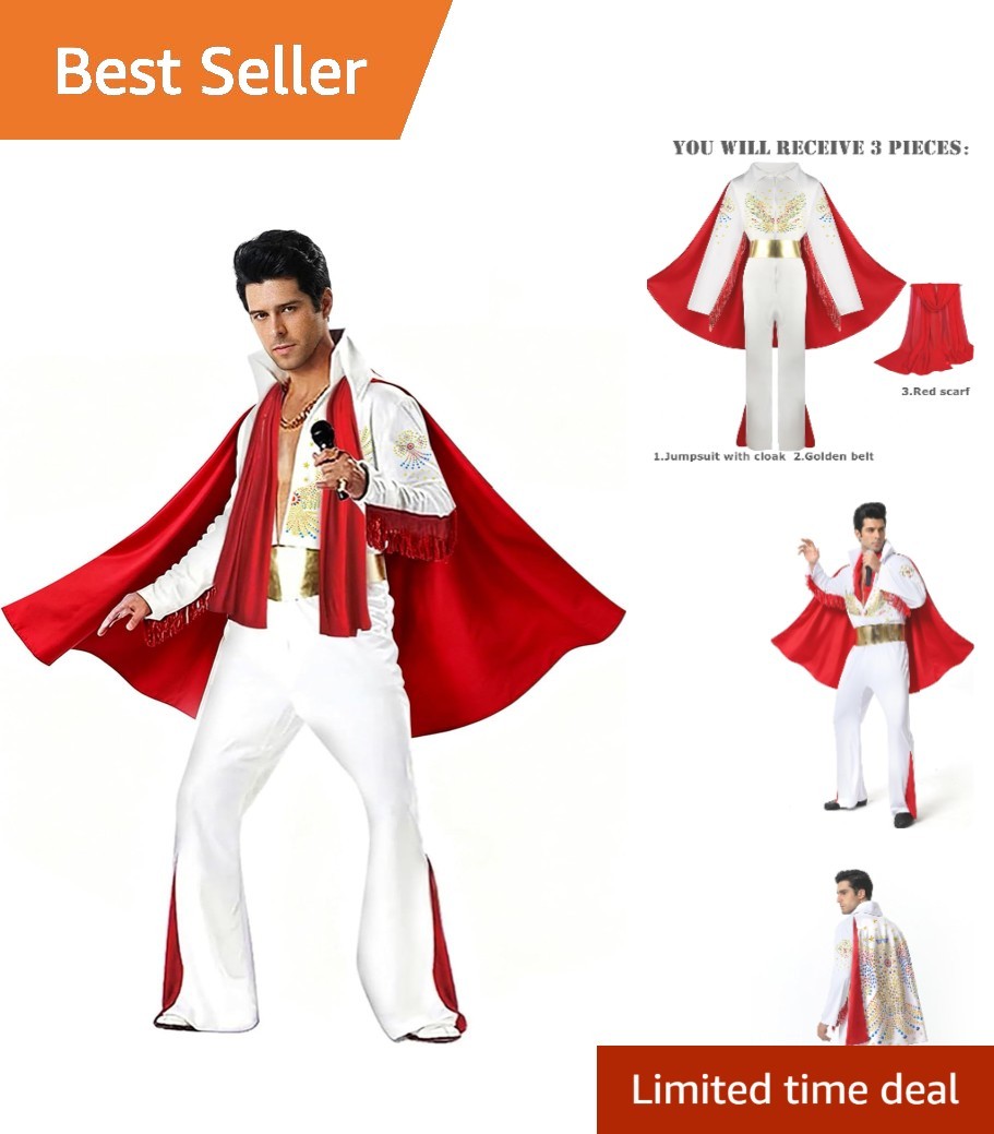 Men\'s 50s Rock Star Disco-Outfit Halloween Carnival Costume Set Adult for Men