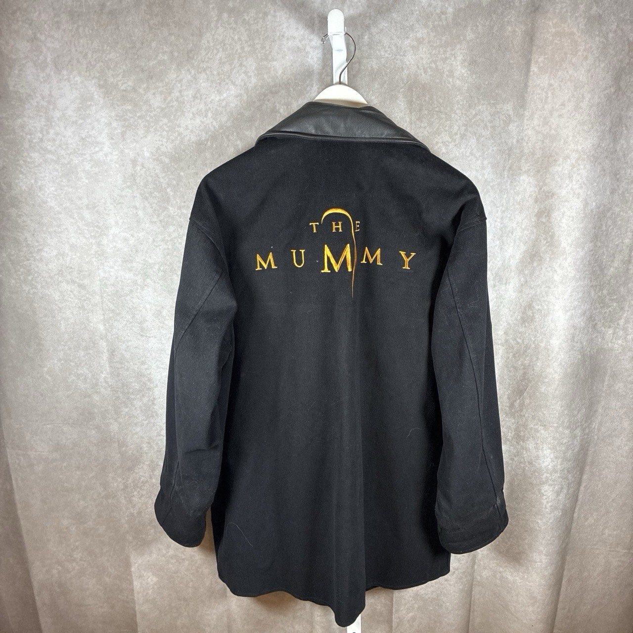 GRAIL Vintage The Mummy Movie Promo Black Coat Leather Collar Embroidered Jacket