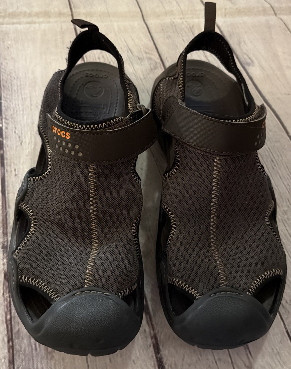 Crocs Swiftwater Fisherman Deck Water Sandals Men\'s Size 9 Brown Mesh