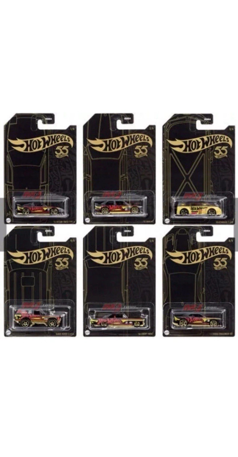 2023 Hot Wheels 55th Anniversary * Complete 6 Car Set With Chase VW BMW SRT